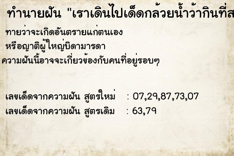 ทำนายฝันเราเดินไปเด็ดกล้วยน้ำว้ากินที่สวน ทำนายฝันทำนายฝันเราเดินไปเด็ดกล้วยน้ำว้ากินที่สวน