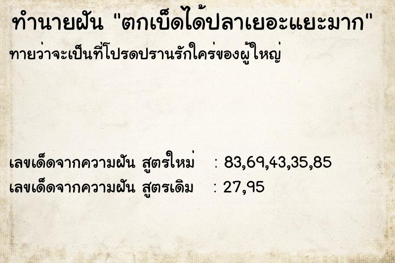 ทำนายฝันตกเบ็ดได้ปลาเยอะแยะมาก ทำนายฝันทำนายฝันตกเบ็ดได้ปลาเยอะแยะมาก