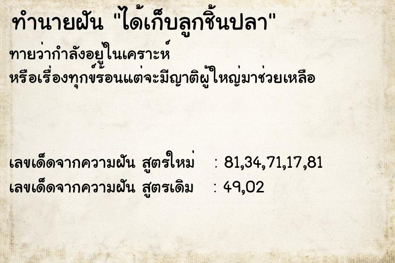 ทำนายฝันทำนายฝันได้เก็บลูกชิ้นปลา