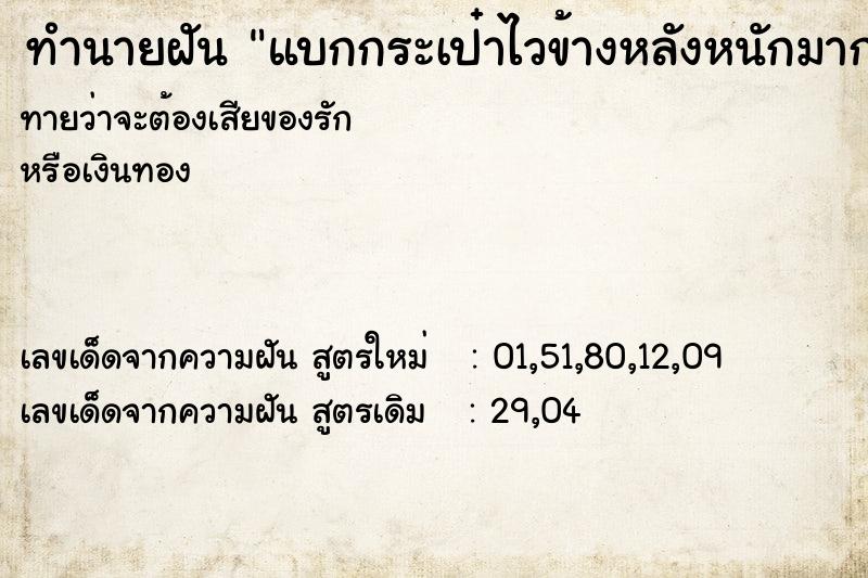ทำนายฝันแบกกระเป๋าไวข้างหลังหนักมาก ทำนายฝันทำนายฝันแบกกระเป๋าไวข้างหลังหนักมาก