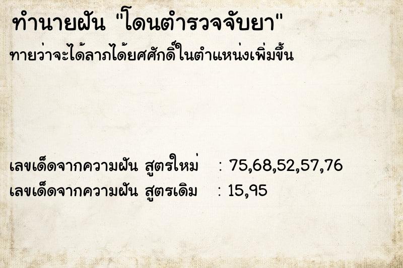 ทำนายฝันโดนตำรวจจับยา ทำนายฝันทำนายฝันโดนตำรวจจับยา