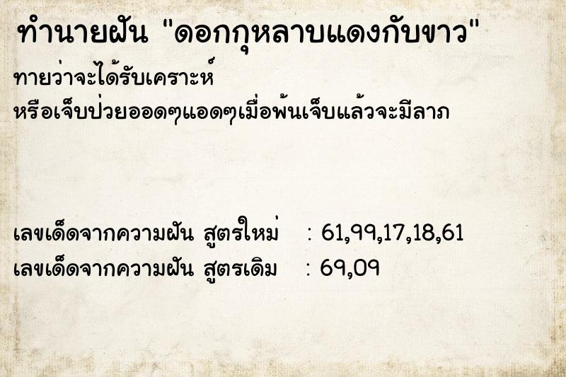 ทำนายฝันดอกกุหลาบแดงกับขาว ทำนายฝันทำนายฝันดอกกุหลาบแดงกับขาว