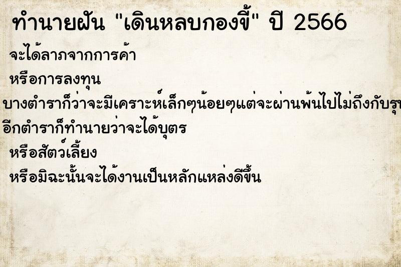 ทำนายฝันทำนายฝันเดินหลบกองขี้