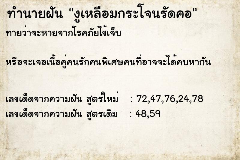 ทำนายฝันงูเหลือมกระโจนรัดคอ ทำนายฝันทำนายฝันงูเหลือมกระโจนรัดคอ