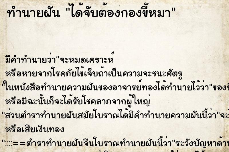 ทำนายฝันได้จับต้องกองขี้หมา ทำนายฝันทำนายฝันได้จับต้องกองขี้หมา