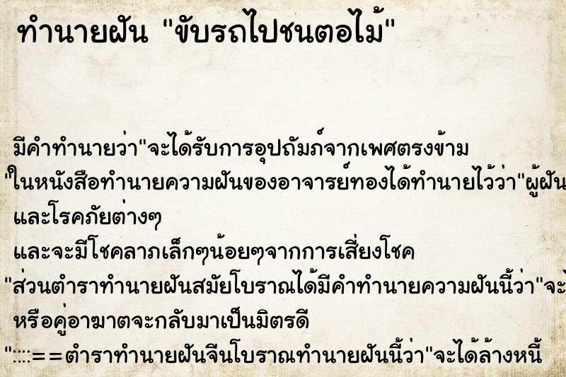 ทำนายฝันทำนายฝันขับรถไปชนตอไม้