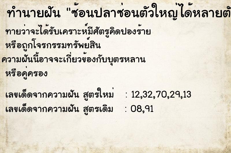 ทำนายฝัน ซ้อนปลาซ่อนตัวใหญ่ได้หลายตัว ทำนายฝัน ซ้อนปลาซ่อนตัวใหญ่ได้หลายตัว