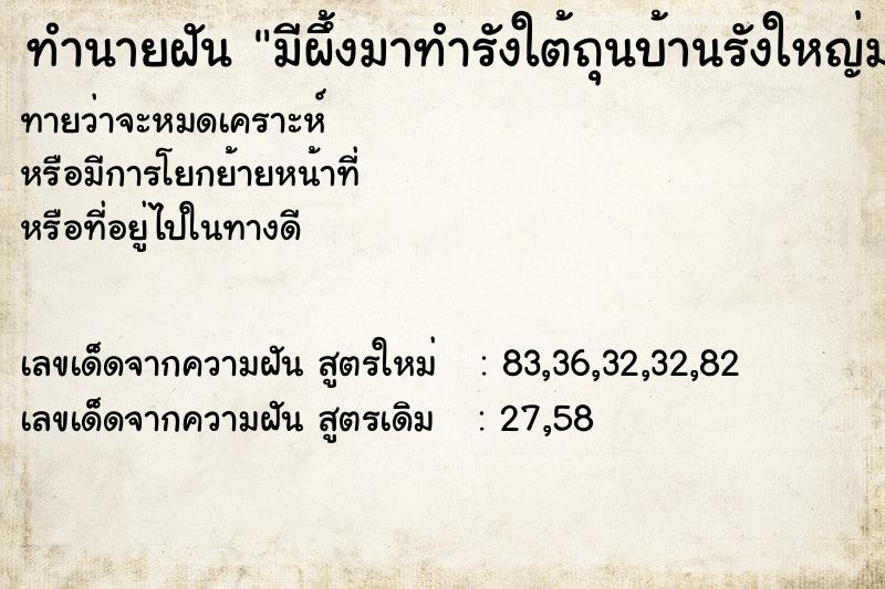 ทำนายฝัน มีผึ้งมาทำรังใต้ถุนบ้านรังใหญ่มากเลย ตำราโบราณ แม่นที่สุดในโลก