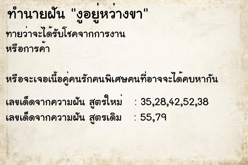 ทำนายฝัน งูอยู่หว่างขา