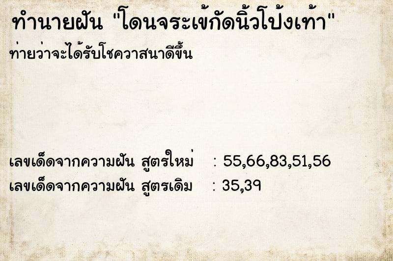 ทำนายฝันโดนจระเข้กัดนิ้วโป้งเท้า ทำนายฝันทำนายฝันโดนจระเข้กัดนิ้วโป้งเท้า