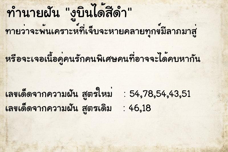 ทำนายฝันทำนายฝันงูบินได้สีดำ