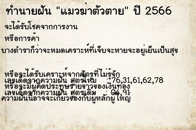 ทำนายฝัน แมวฆ่าตัวตาย ทำนายฝัน แมวฆ่าตัวตาย