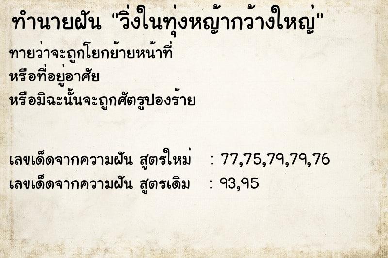 ทำนายฝันวิ่งในทุ่งหญ้ากว้างใหญ่ ทำนายฝันทำนายฝันวิ่งในทุ่งหญ้ากว้างใหญ่