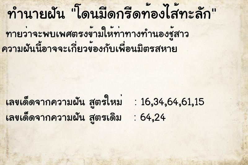 ทำนายฝันโดนมีดกรีดท้องไส้ทะลัก ทำนายฝันทำนายฝันโดนมีดกรีดท้องไส้ทะลัก