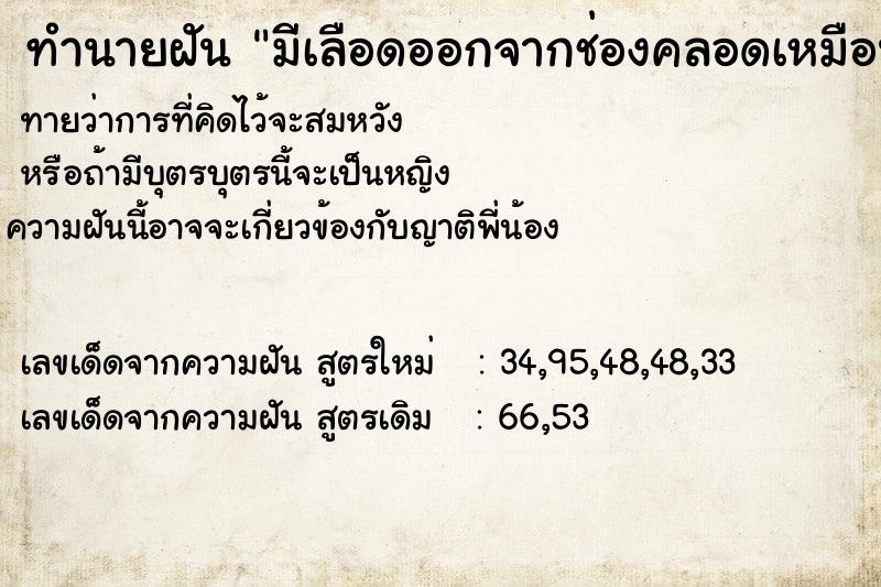 ทำนายฝัน มีเลือดออกจากช่องคลอดเหมือนคนตกเลือด ทำนายฝัน มีเลือดออกจากช่องคลอดเหมือนคนตกเลือด