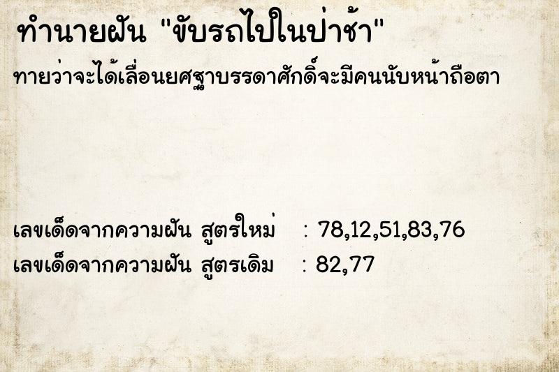 ทำนายฝันทำนายฝันขับรถไปในป่าช้า