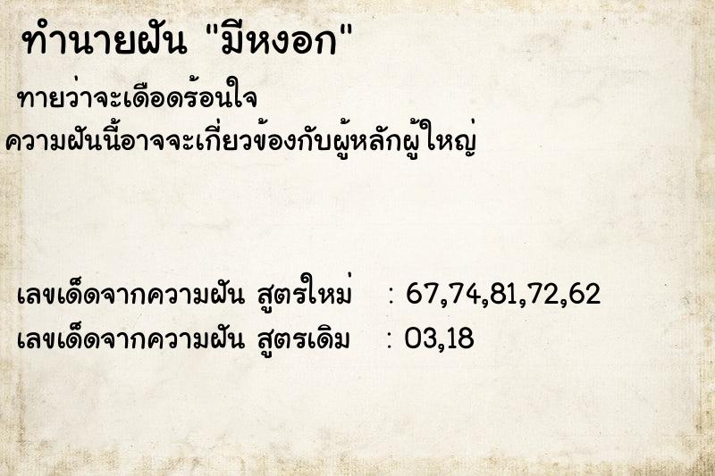 ทำนายฝันทำนายฝันมีหงอก