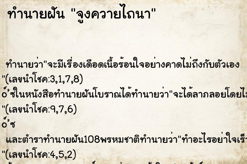 ทำนายฝันจูงควายไถนา ทำนายฝันทำนายฝันจูงควายไถนา