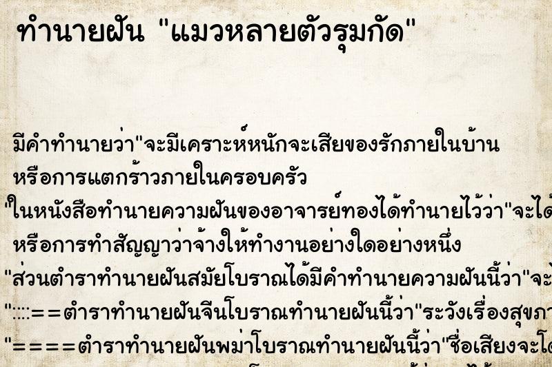 ทำนายฝัน แมวหลายตัวรุมกัด ทำนายฝัน แมวหลายตัวรุมกัด