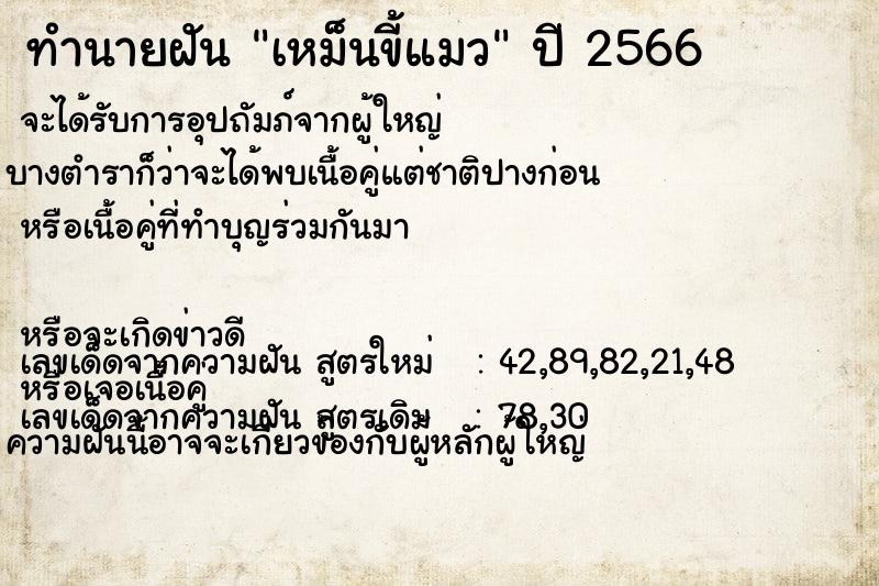 ทำนายฝันเหม็นขี้แมว ทำนายฝันทำนายฝันเหม็นขี้แมว