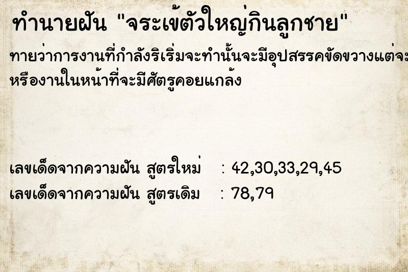 ทำนายฝันทำนายฝันจระเข้ตัวใหญ่กินลูกชาย