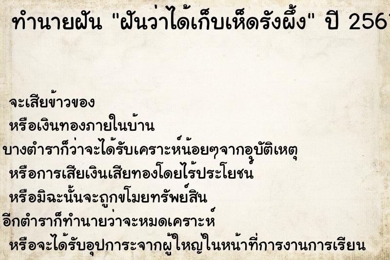 ทำนายฝันฝันว่าได้เก็บเห็ดรังผึ้ง ทำนายฝันทำนายฝันฝันว่าได้เก็บเห็ดรังผึ้ง