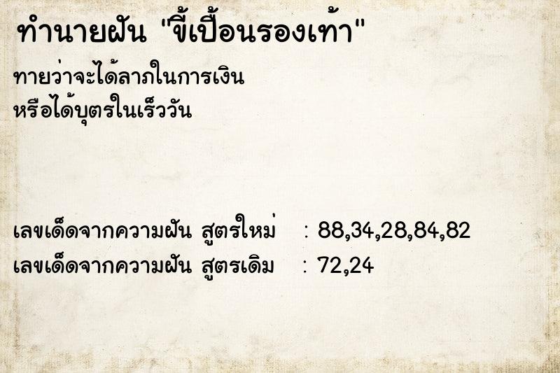 ทำนายฝันขี้เปื้อนรองเท้า ทำนายฝันทำนายฝันขี้เปื้อนรองเท้า