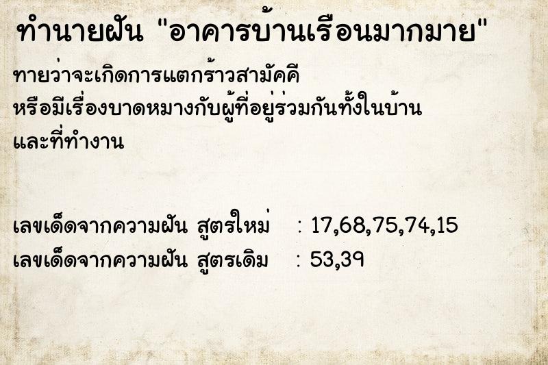 ทำนายฝัน อาคารบ้านเรือนมากมาย ทำนายฝัน อาคารบ้านเรือนมากมาย