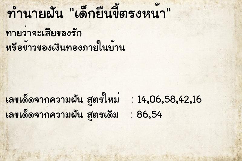 ทำนายฝันทำนายฝันเด็กยืนขี้ตรงหน้้า