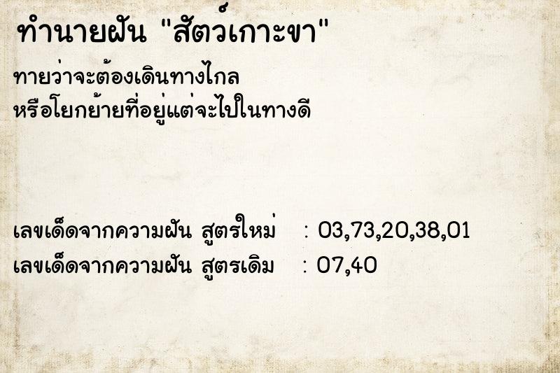 ทำนายฝันทำนายฝันสัตว์เกาะขา