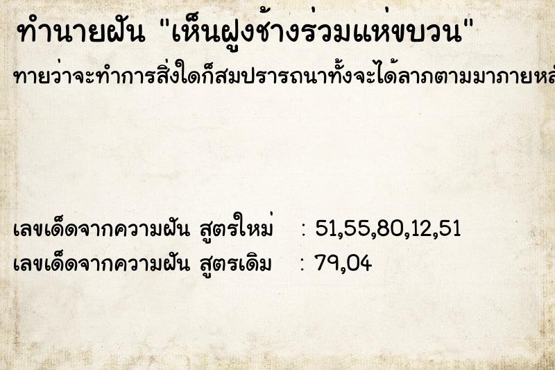 ทำนายฝันทำนายฝันเห็นฝูงช้างร่วมแห่ขบวน