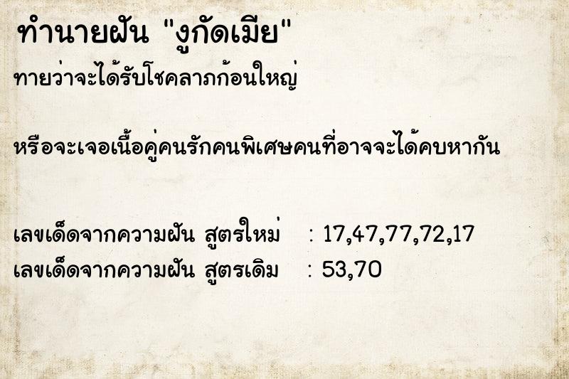 ทำนายฝันทำนายฝันงูกัดเมีย