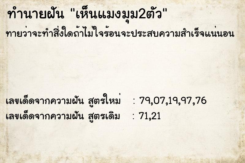 ทำนายฝัน เห็นแมงมุม2ตัว ตำราโบราณ แม่นที่สุดในโลก