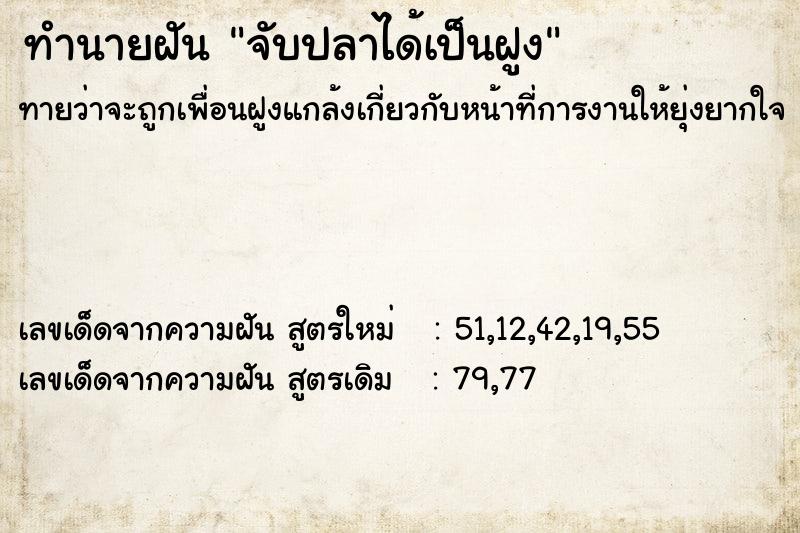 ทำนายฝันจับปลาได้เป็นฝูง ทำนายฝันทำนายฝันจับปลาได้เป็นฝูง