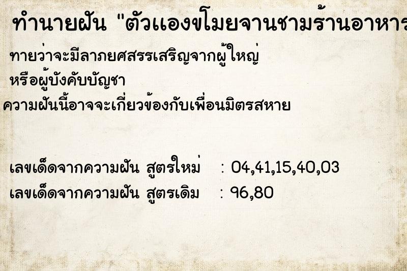 ทำนายฝันตัวเเองขโมยจานชามร้านอาหาร ทำนายฝันทำนายฝันตัวเเองขโมยจานชามร้านอาหาร
