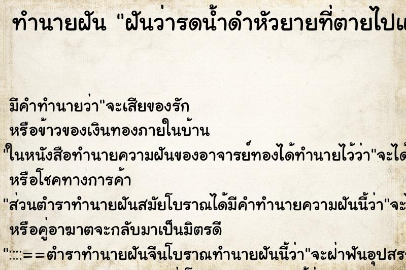 ทำนายฝัน ฝันว่ารดน้ำดำหัวยายที่ตายไปแล้ว ทำนายฝัน ฝันว่ารดน้ำดำหัวยายที่ตายไปแล้ว