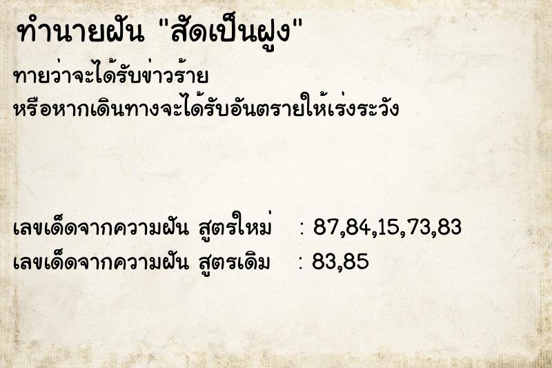 ทำนายฝันทำนายฝันสัดเป็นฝูง