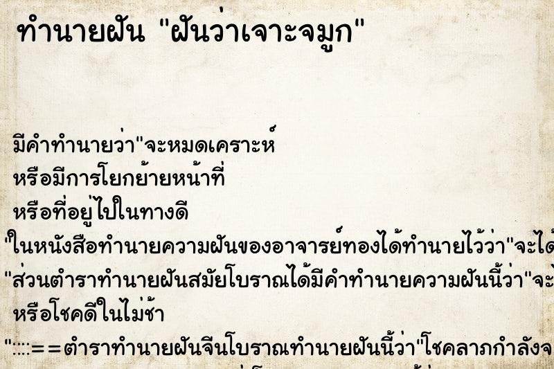 ทำนายฝัน ฝันว่าเจาะจมูก ทำนายฝัน ฝันว่าเจาะจมูก