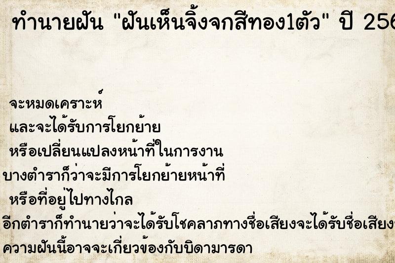 ทำนายฝันทำนายฝันฝันเห็นจิ้งจกสีทอง1ตัว