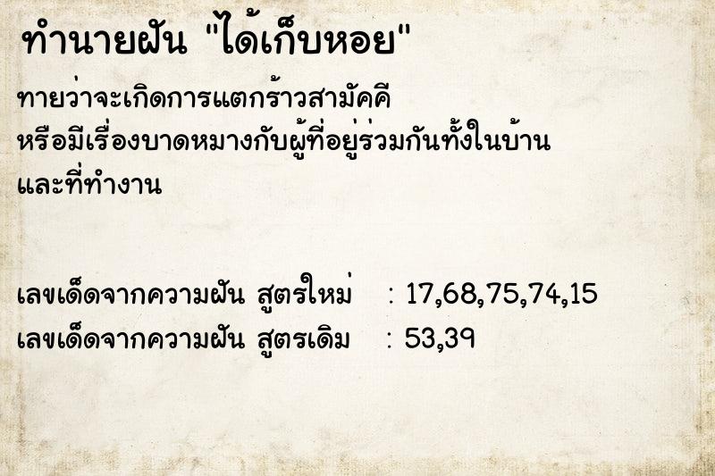 ทำนายฝัน ได้เก็บหอย ตำราโบราณ แม่นที่สุดในโลก