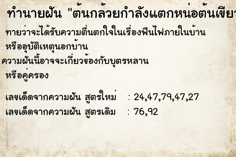 ทำนายฝันทำนายฝันต้นกล้วยกำลังแตกหน่อต้นเขียวสวยและกำลังออกผล