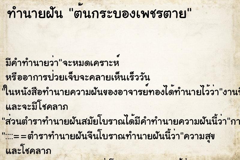 ทำนายฝัน ต้นกระบองเพชรตาย ทำนายฝัน ต้นกระบองเพชรตาย