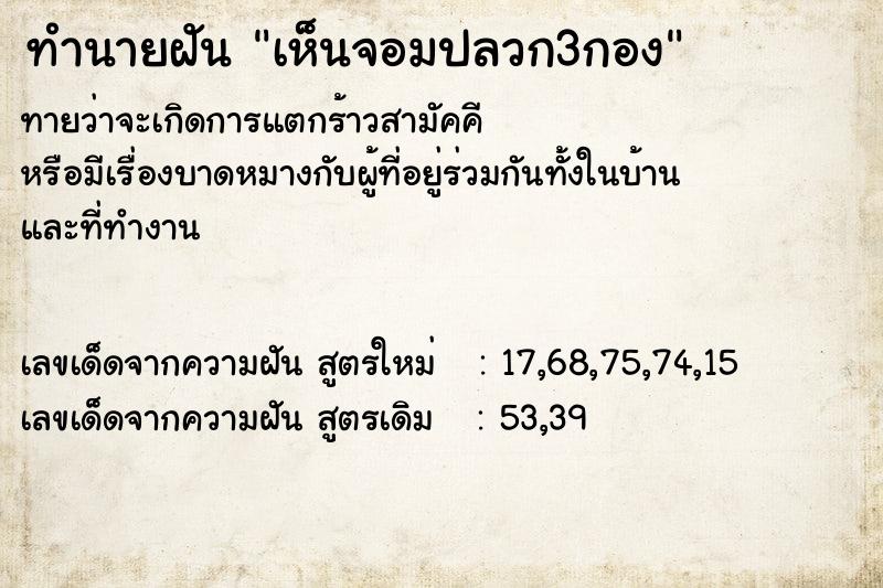 ทำนายฝันทำนายฝันเห็นจอมปลวก3กอง