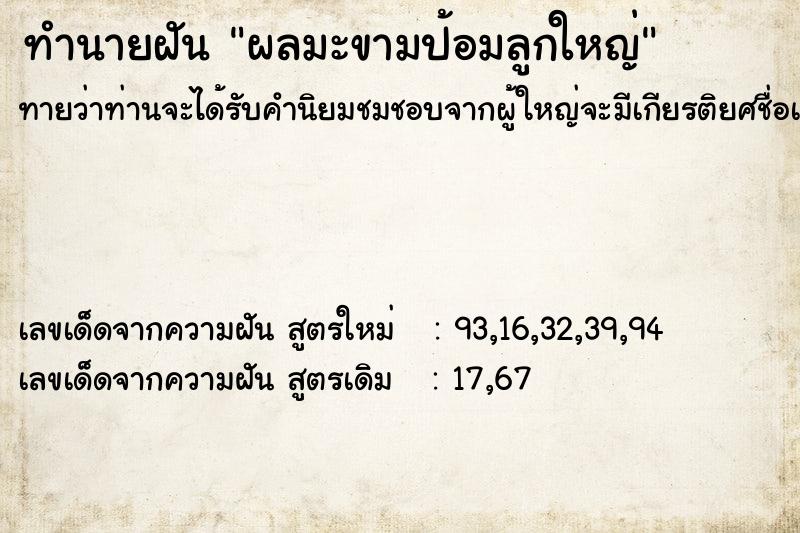 ทำนายฝัน ผลมะขามป้อมลูกใหญ่ ทำนายฝัน ผลมะขามป้อมลูกใหญ่