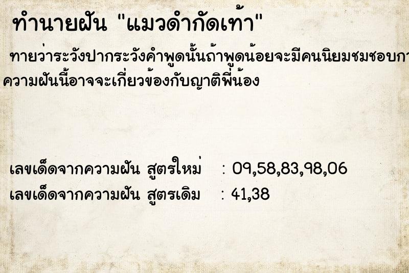 ทำนายฝันทำนายฝันแมวดำกัดเท้า