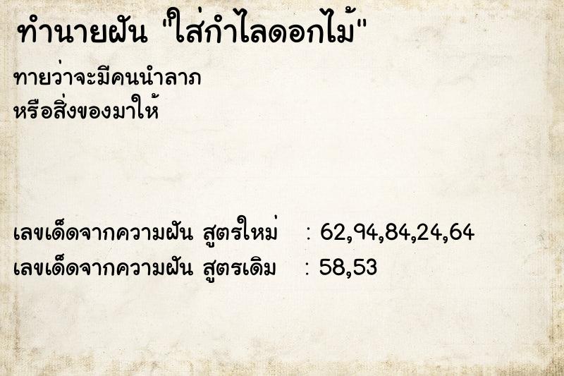 ทำนายฝันใส่กำไลดอกไม้ ทำนายฝันทำนายฝันใส่กำไลดอกไม้