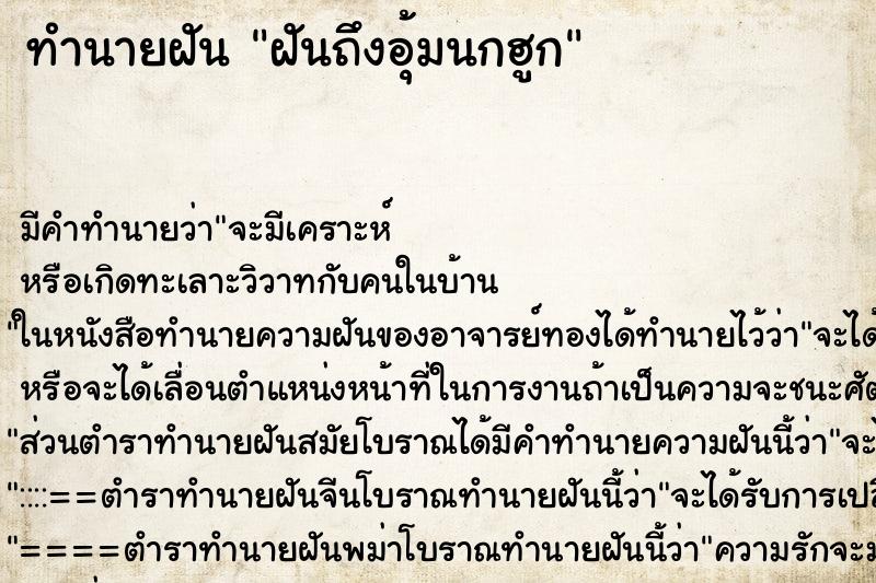 ทำนายฝัน ฝันถึงอุ้มนกฮูก ทำนายฝัน ฝันถึงอุ้มนกฮูก