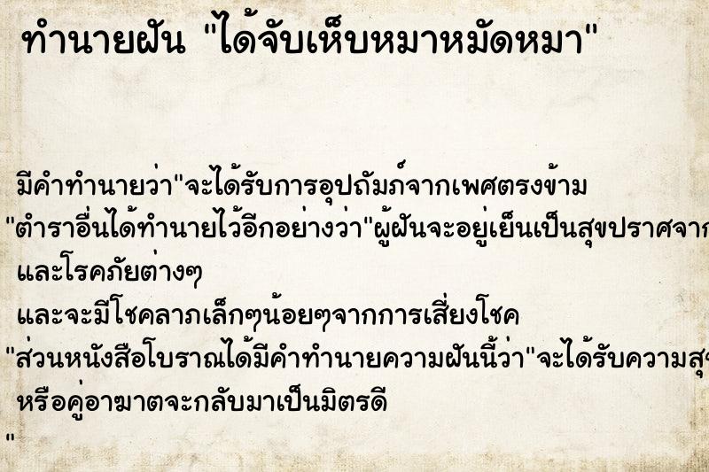 ทำนายฝัน ได้จับเห็บหมาหมัดหมา ตำราโบราณ แม่นที่สุดในโลก