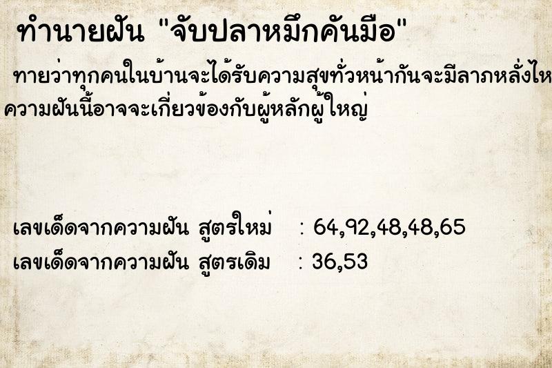 ทำนายฝันจับปลาหมึกคันมือ ทำนายฝันทำนายฝันจับปลาหมึกคันมือ