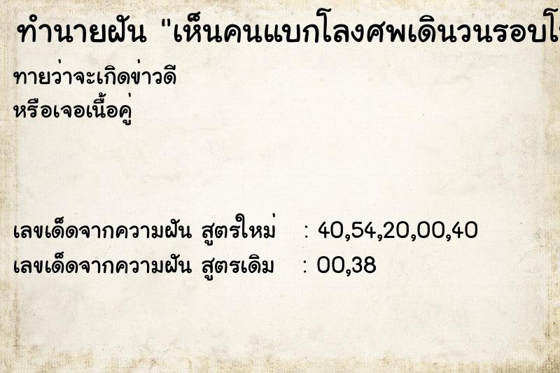 ทำนายฝันทำนายฝันเห็นคนแบกโลงศพเดินวนรอบโบสถ์วนซ้ายวันวันไม่รู้